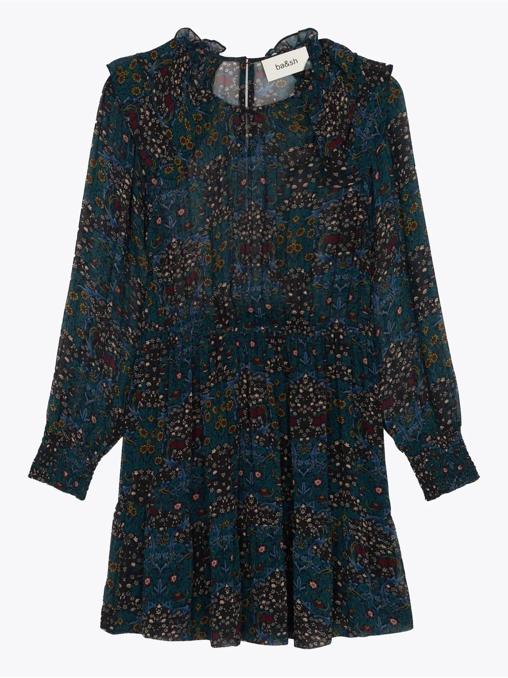 ba&sh Presley Floral Ruffle Mini Dress Long Sleeve Boho Romantic - Picture 4 of 11